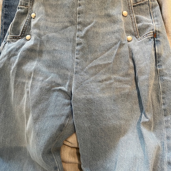 New super rare Zara PEARL buttons  denim sailor pant size 36/04 - Picture 3 of 7